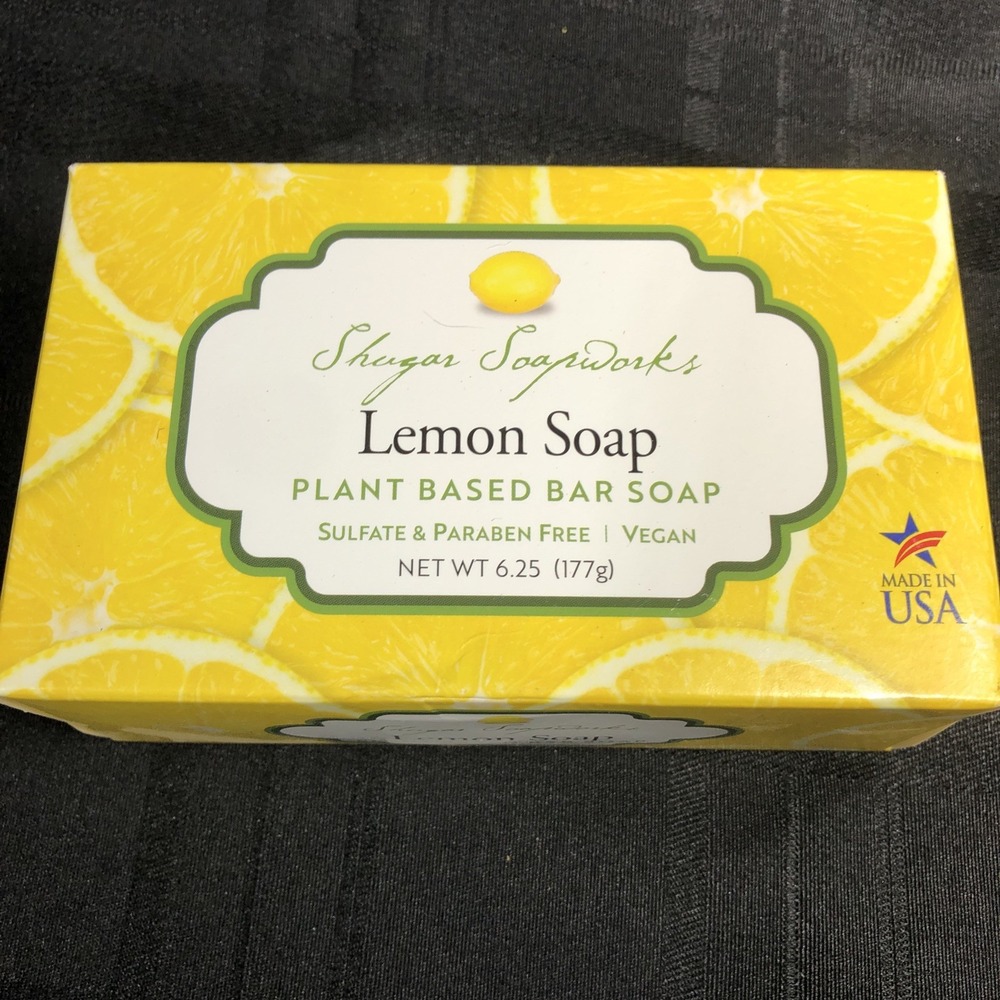 Shugar Soapworks Lemon Soap Jumbo 7 Oz Bar NEW IN BOX Vegan Cruelty-Free